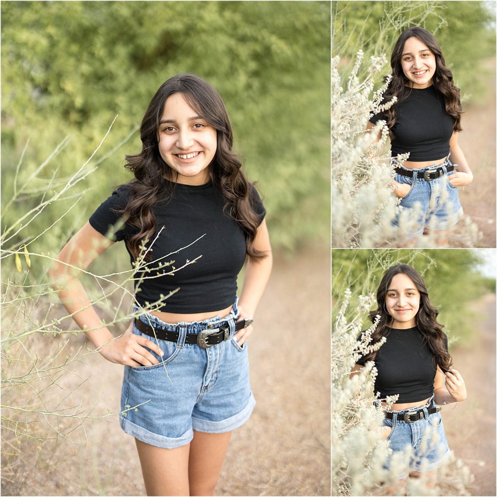 Kimberly Martindale Photography / Lifestyle Headshots / Gallatin TN Photographer / Scottsdale Phoenix Arizona / Black tee shirt Jean shorts / teenager / high school