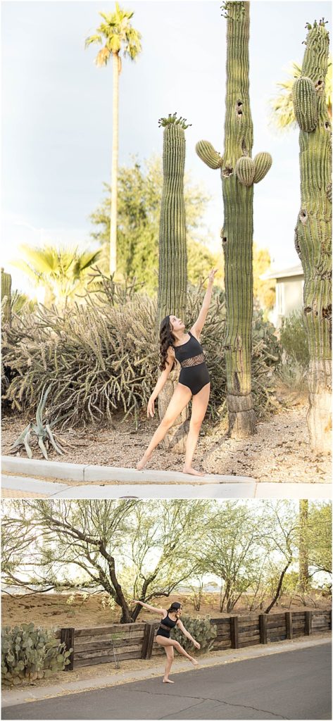 Kimberly Martindale Photography / Lifestyle Headshots / Gallatin TN Photographer / Scottsdale Phoenix Arizona / dance photography /teenager / high school / black leotard / cactus